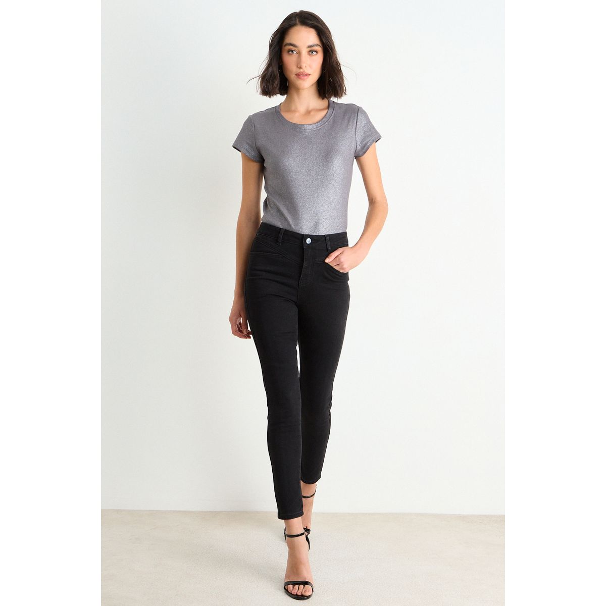 ASH - Skinny Jeans Liso Mujer Negro Ash
