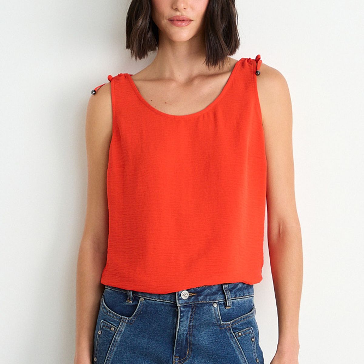 ASH - Blusa Lisa Sin Mangas Mujer Rojo Ash