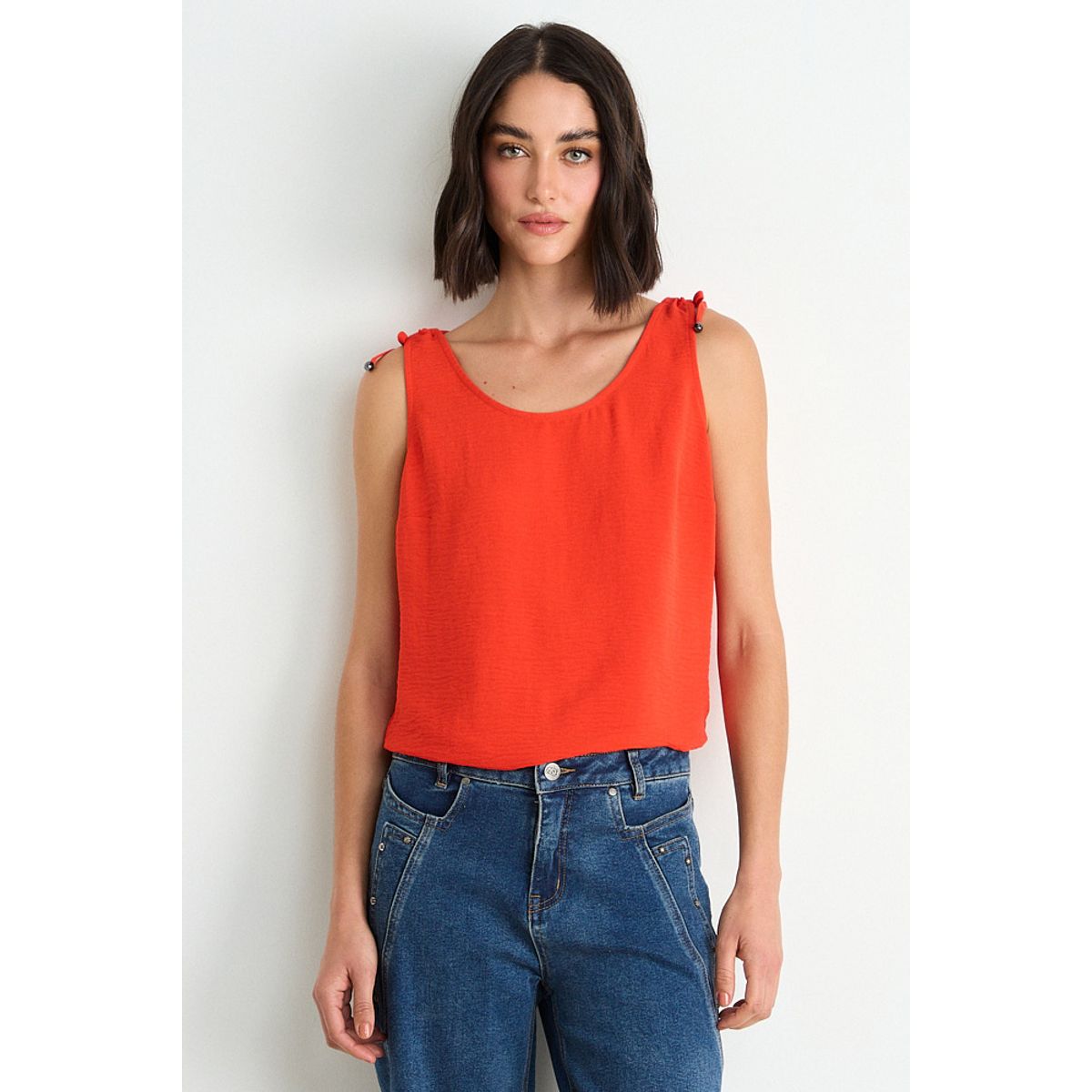 ASH - Blusa Lisa Sin Mangas Mujer Rojo Ash