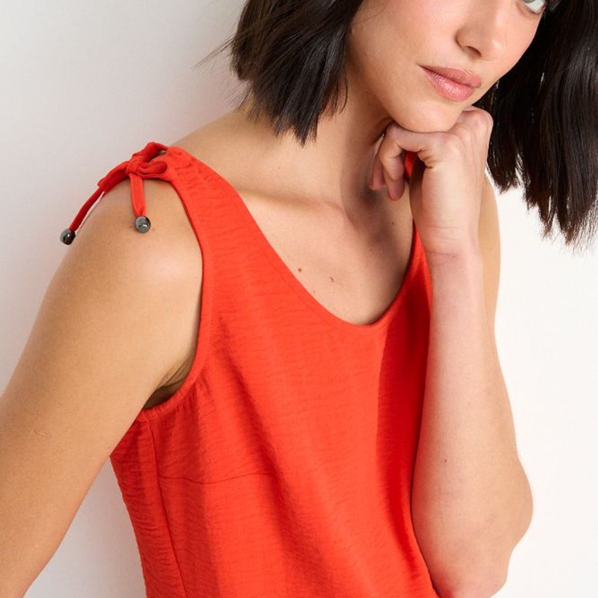 ASH - Blusa Lisa Sin Mangas Mujer Rojo Ash