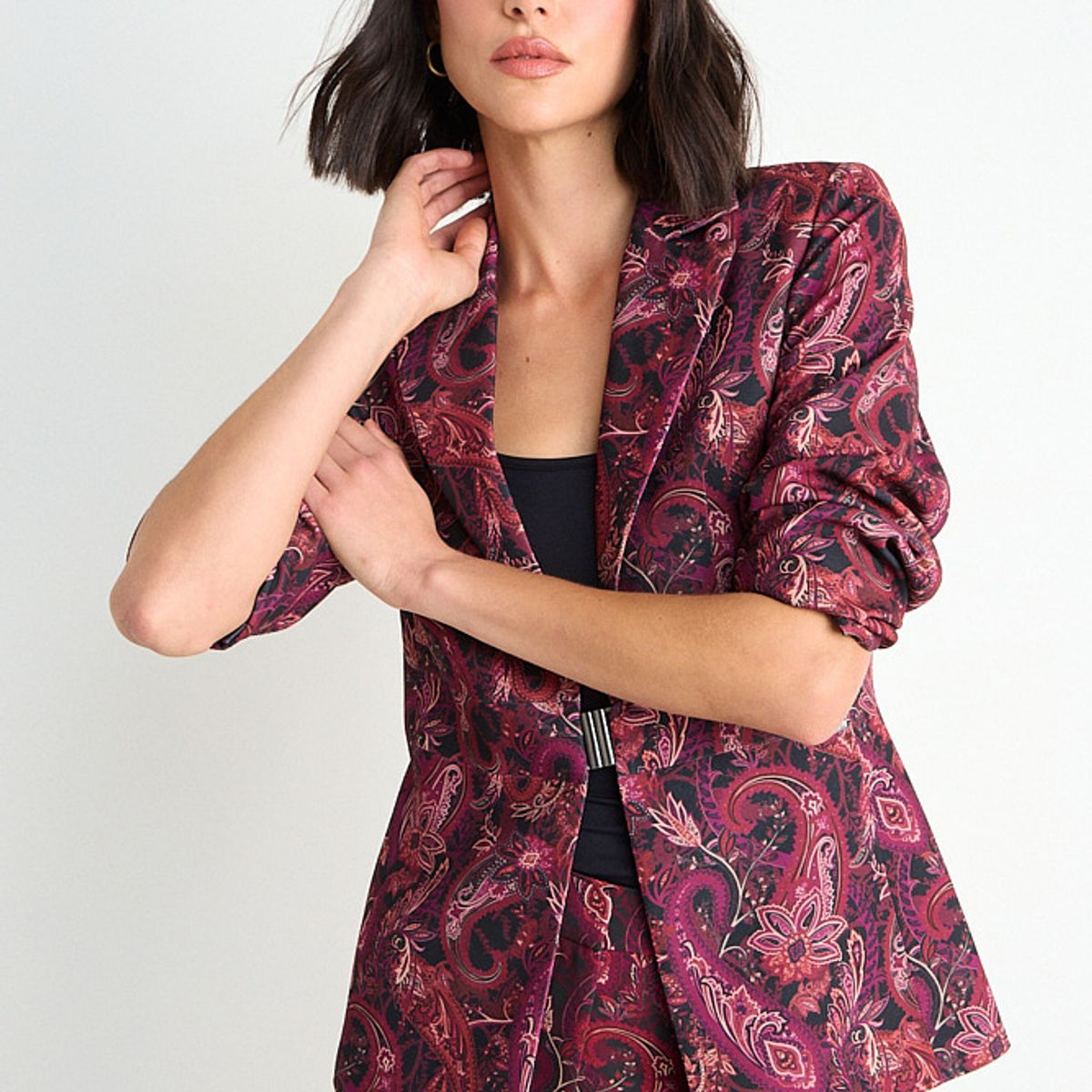 ASH - Blazer Fantasia Manga Larga Mujer Burdeos Ash