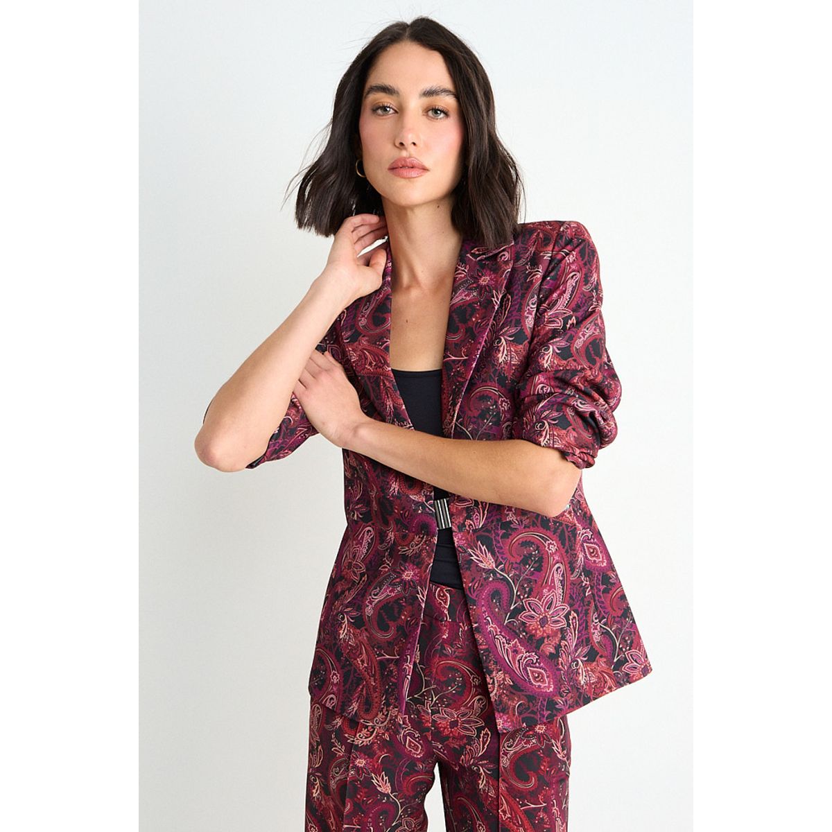 ASH - Blazer Fantasia Manga Larga Mujer Burdeos Ash