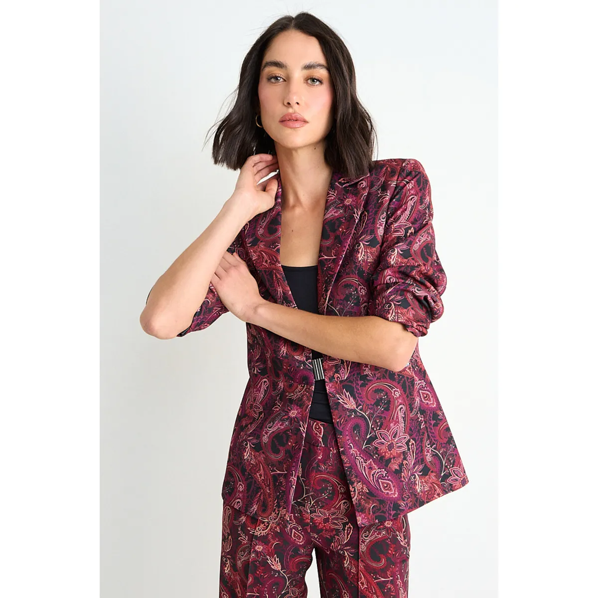 ASH - Blazer Fantasia Manga Larga Mujer Burdeos Ash