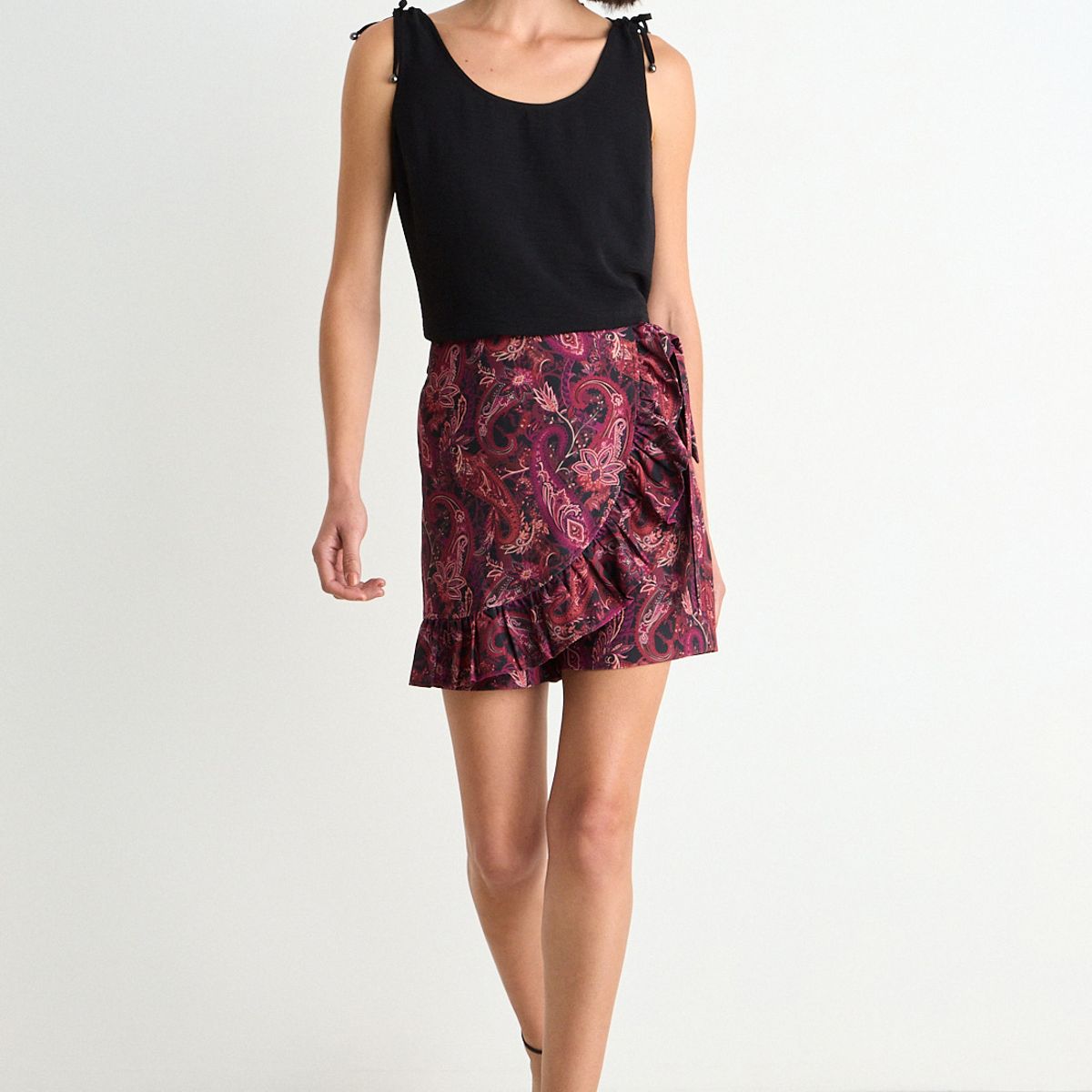 ASH - Skort Fantasia Con Lazo Mujer Burdeos Ash