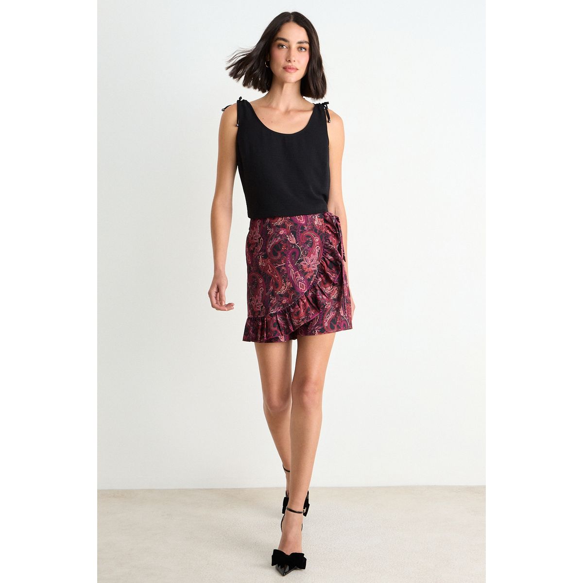 ASH - Skort Fantasia Con Lazo Mujer Burdeos Ash