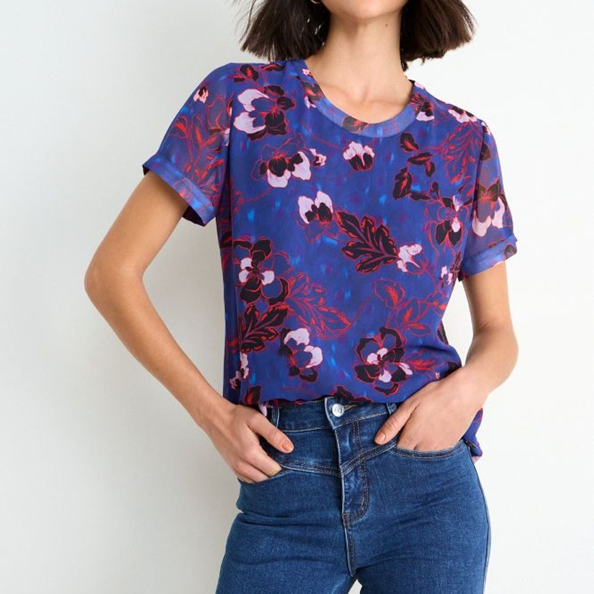 ASH - Blusa Fantasia Manga Corta Mujer Azul Ash