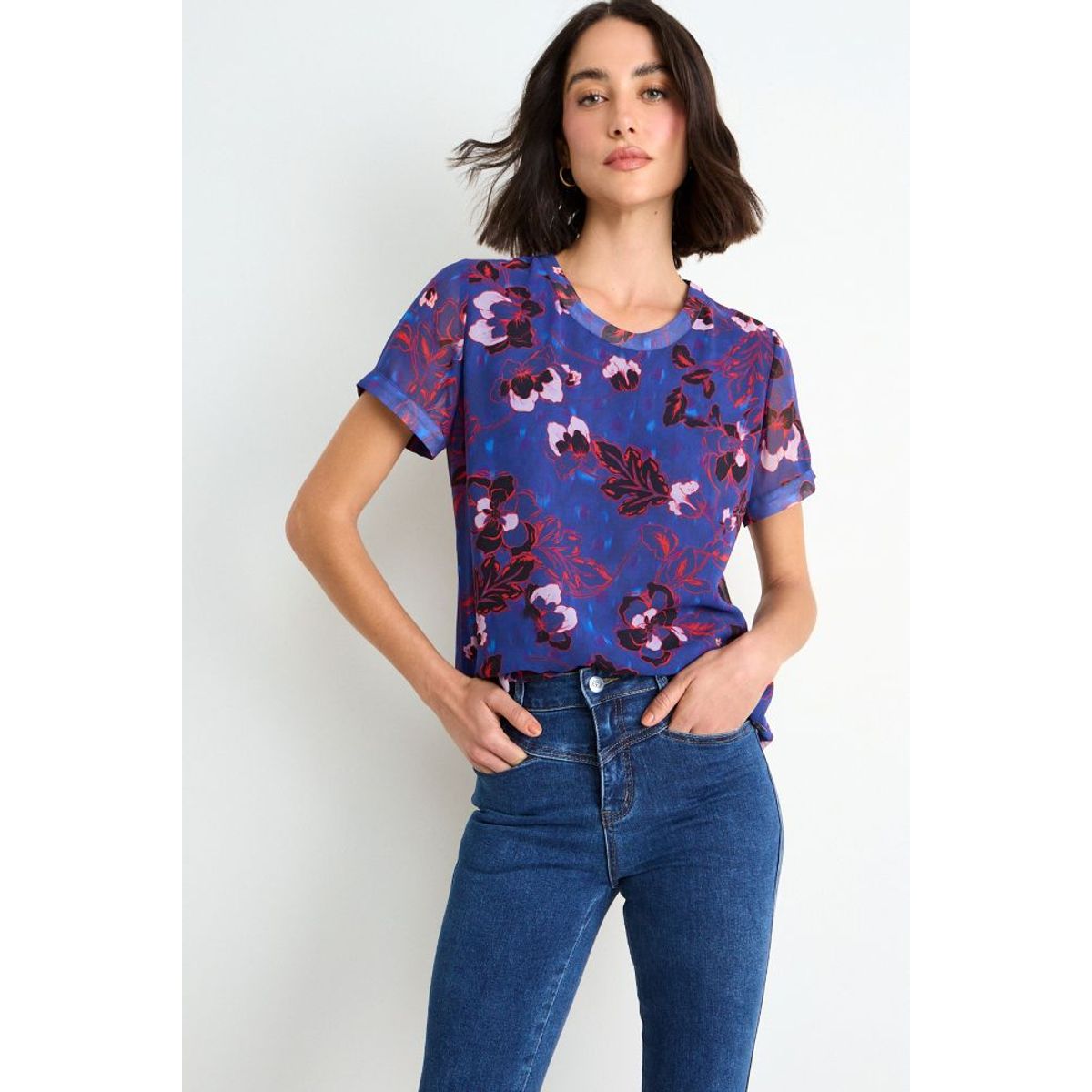 ASH - Blusa Fantasia Manga Corta Mujer Azul Ash