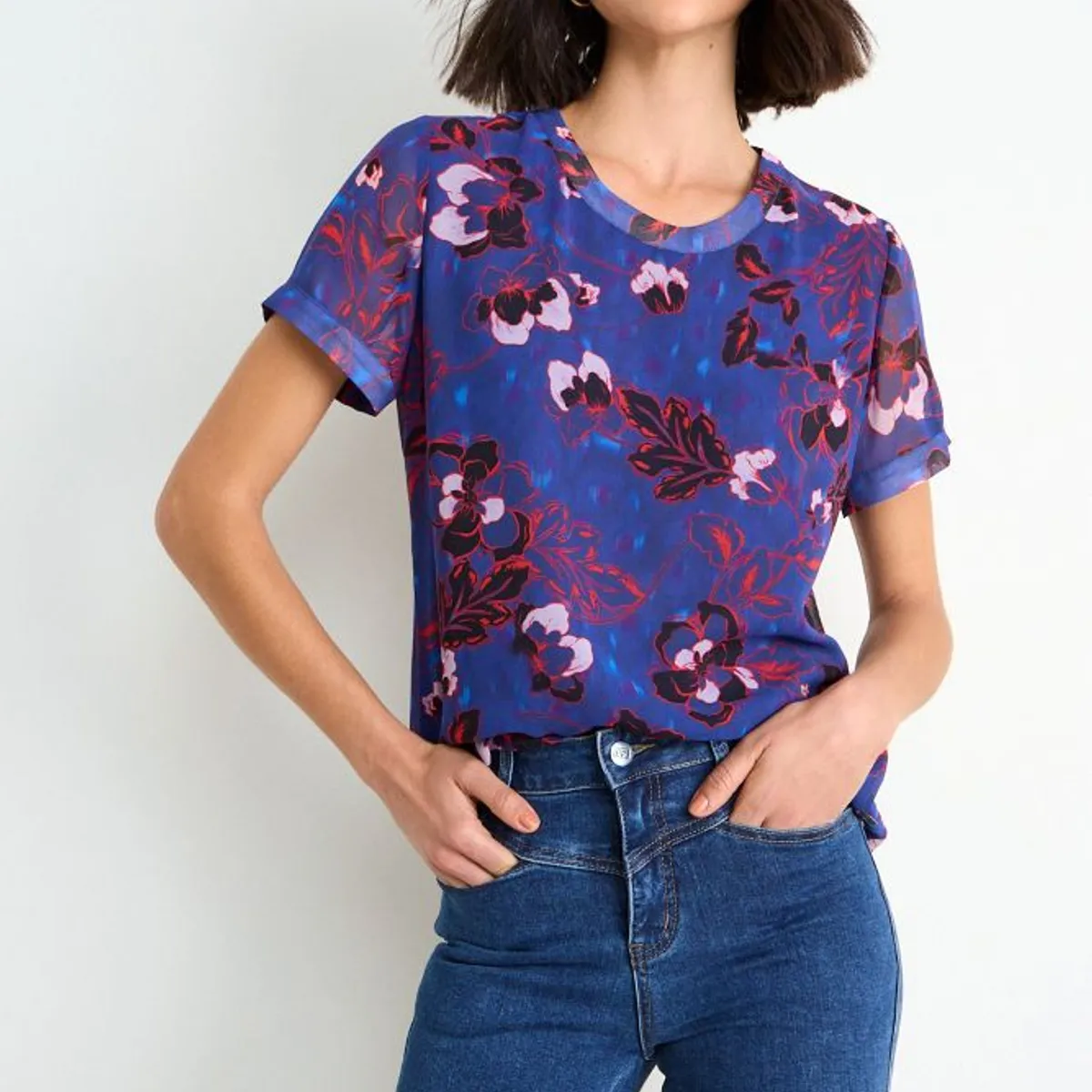 ASH - Blusa Fantasia Manga Corta Mujer Azul Ash