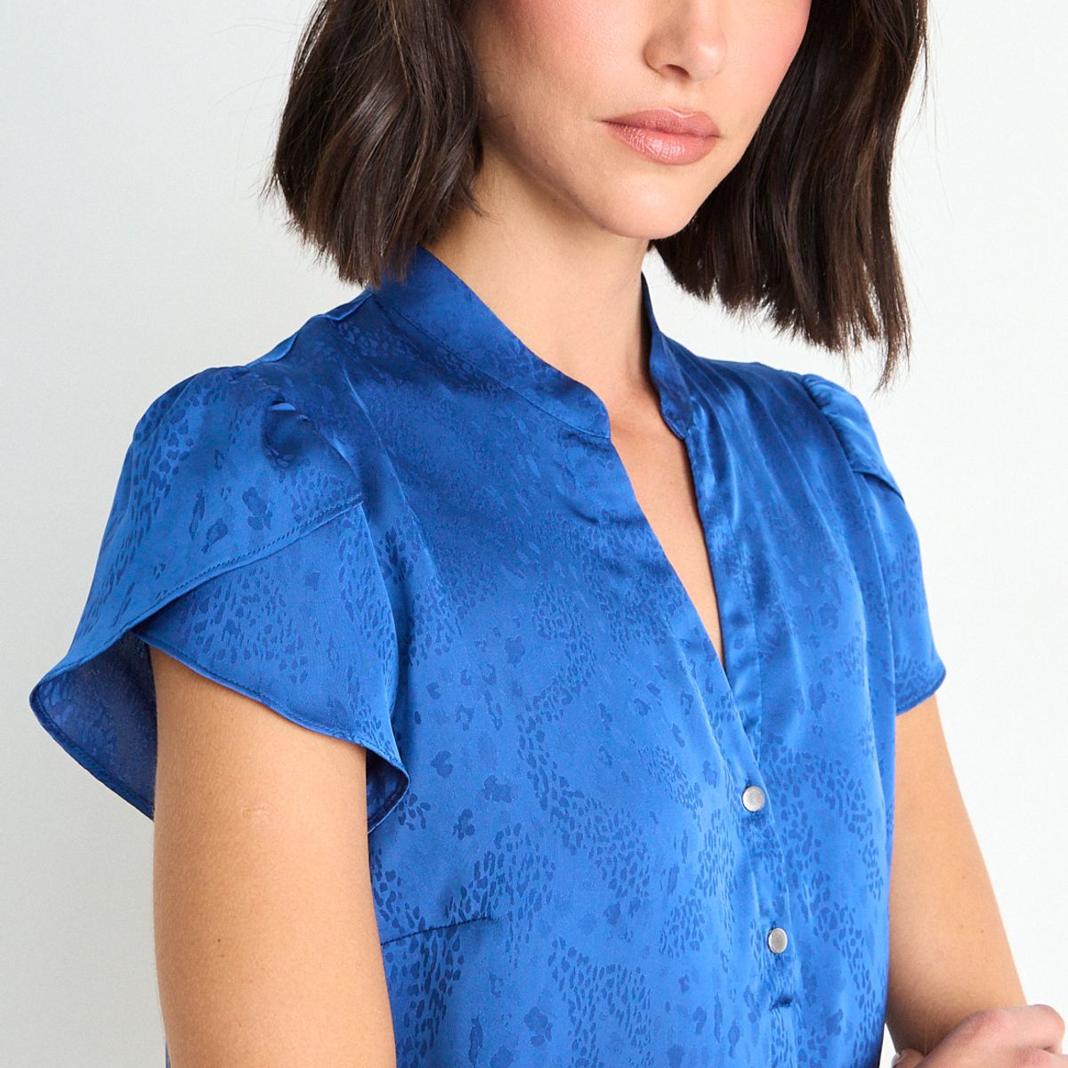 ASH - Blusa Lisa Con Mangas Tulipan Mujer Azul Ash