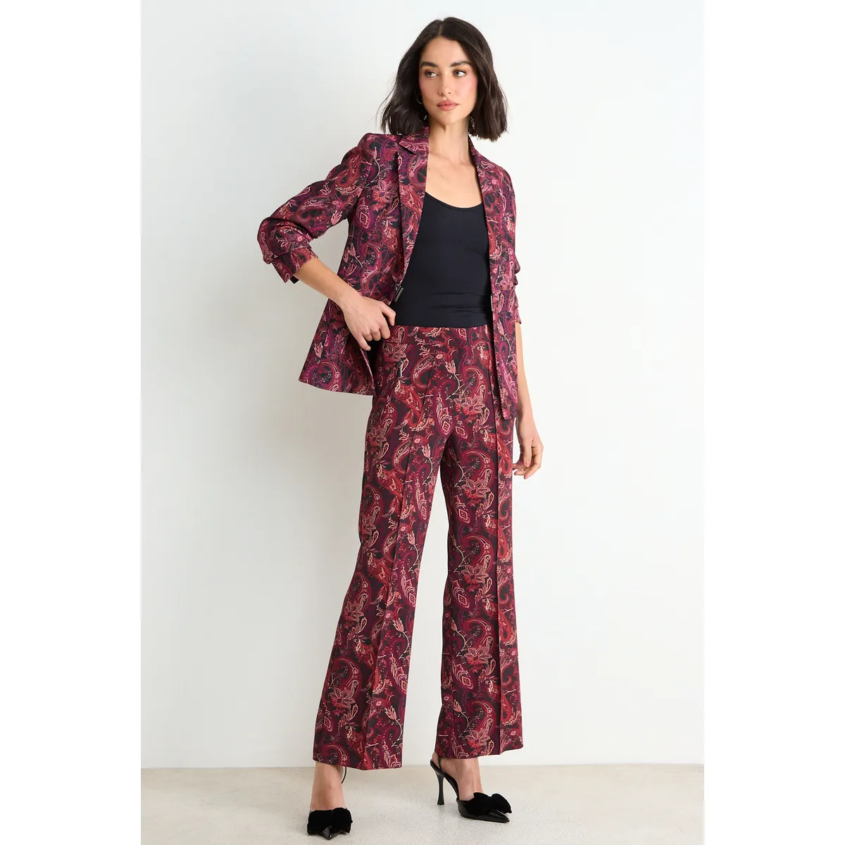 ASH - Pantalon Fantasia Recto Mujer Burdeos Ash