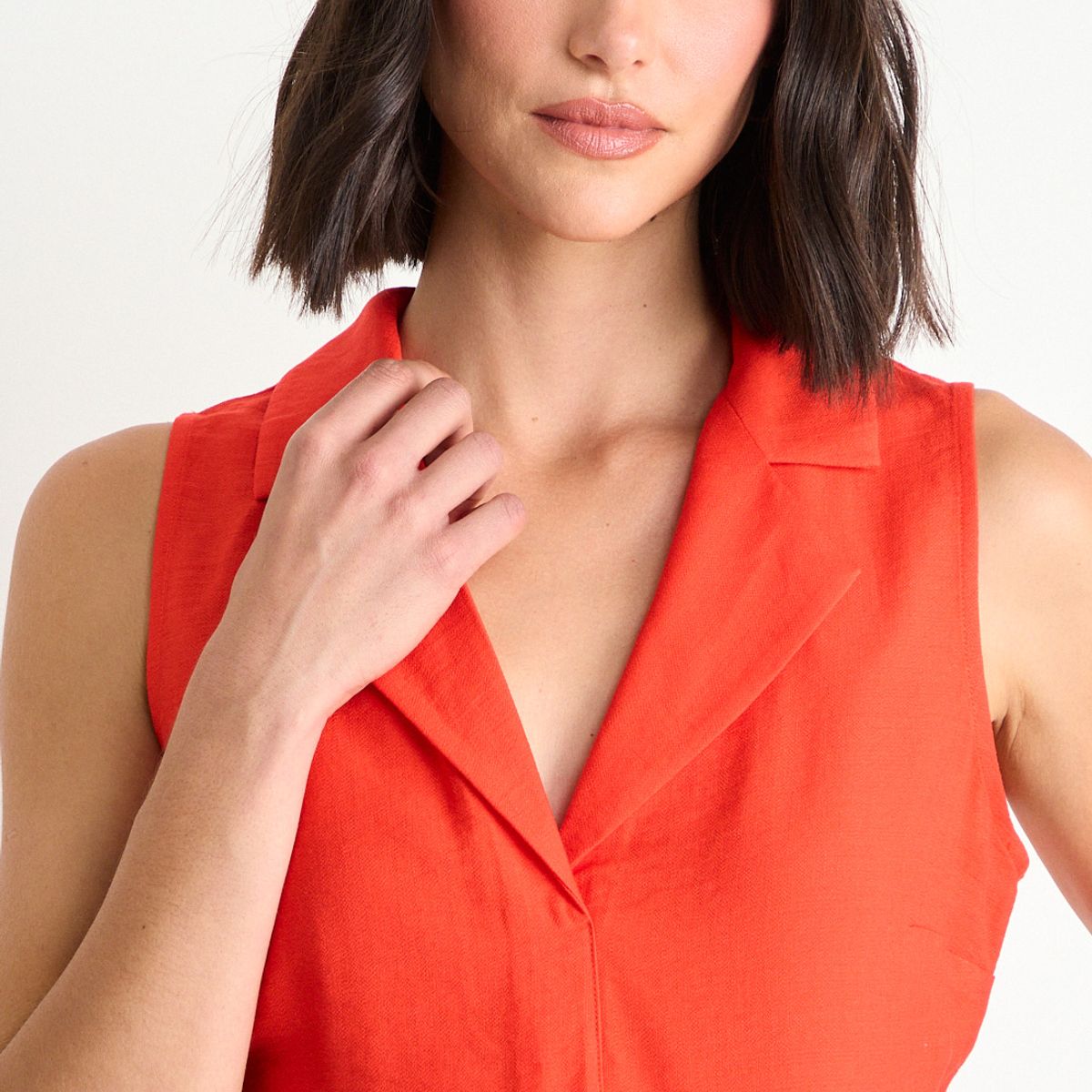 ASH - Blusa Lisa Sin Mangas Mujer Rojo Ash