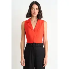 ASH - Blusa Lisa Sin Mangas Mujer Rojo