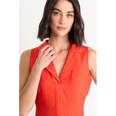 Imagen 2 del producto Blusa Lisa Sin Mangas Mujer Rojo