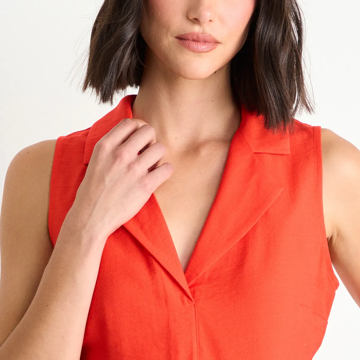 ASH - Blusa Lisa Sin Mangas Mujer Rojo Ash