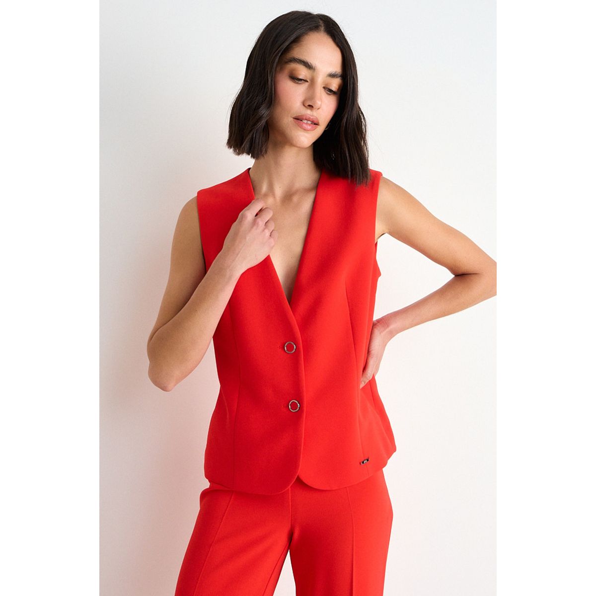 ASH - Vest Liso Sin Solapa Mujer Rojo Ash