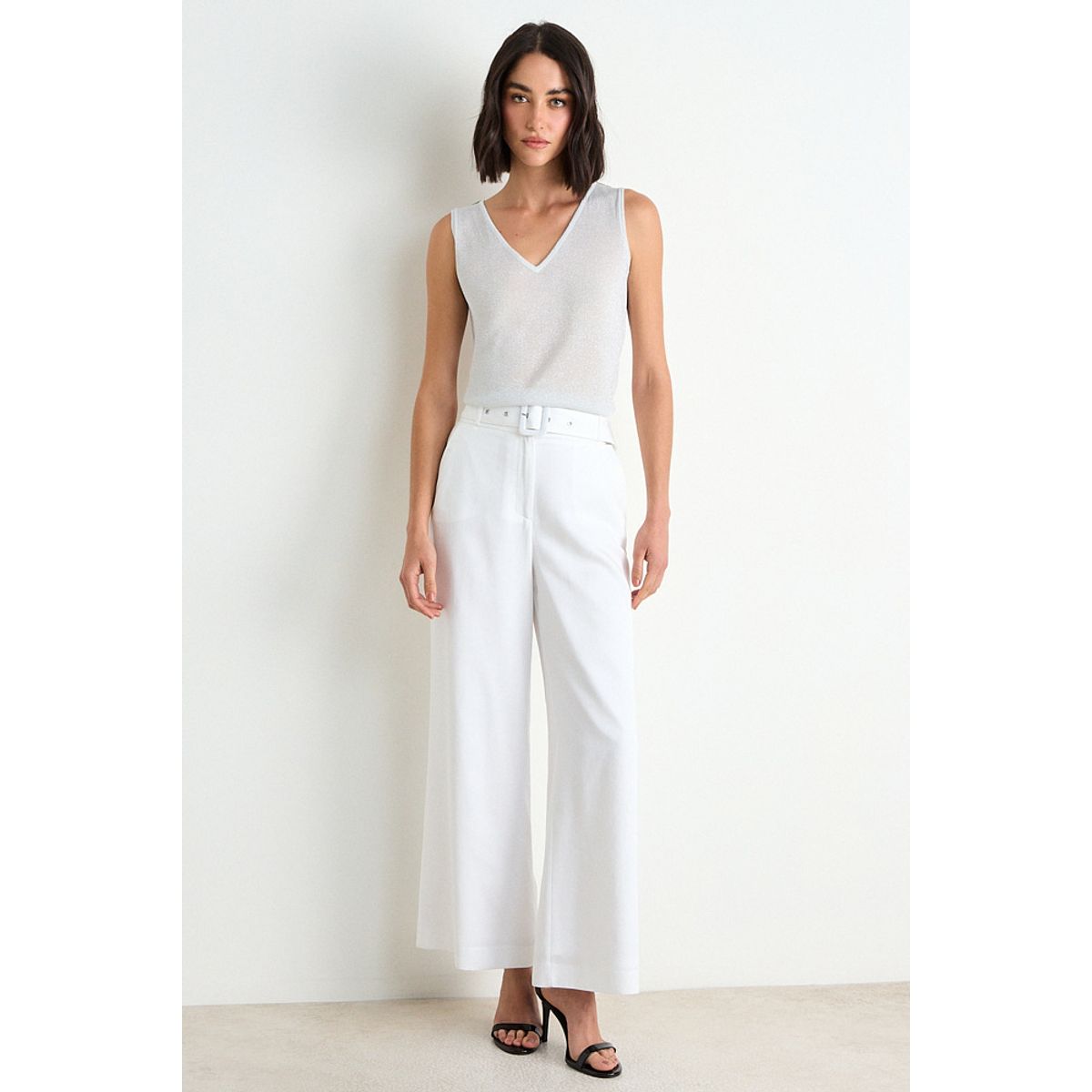 ASH - Pantalon Liso Palazzo Forrado Mujer Crudo Ash