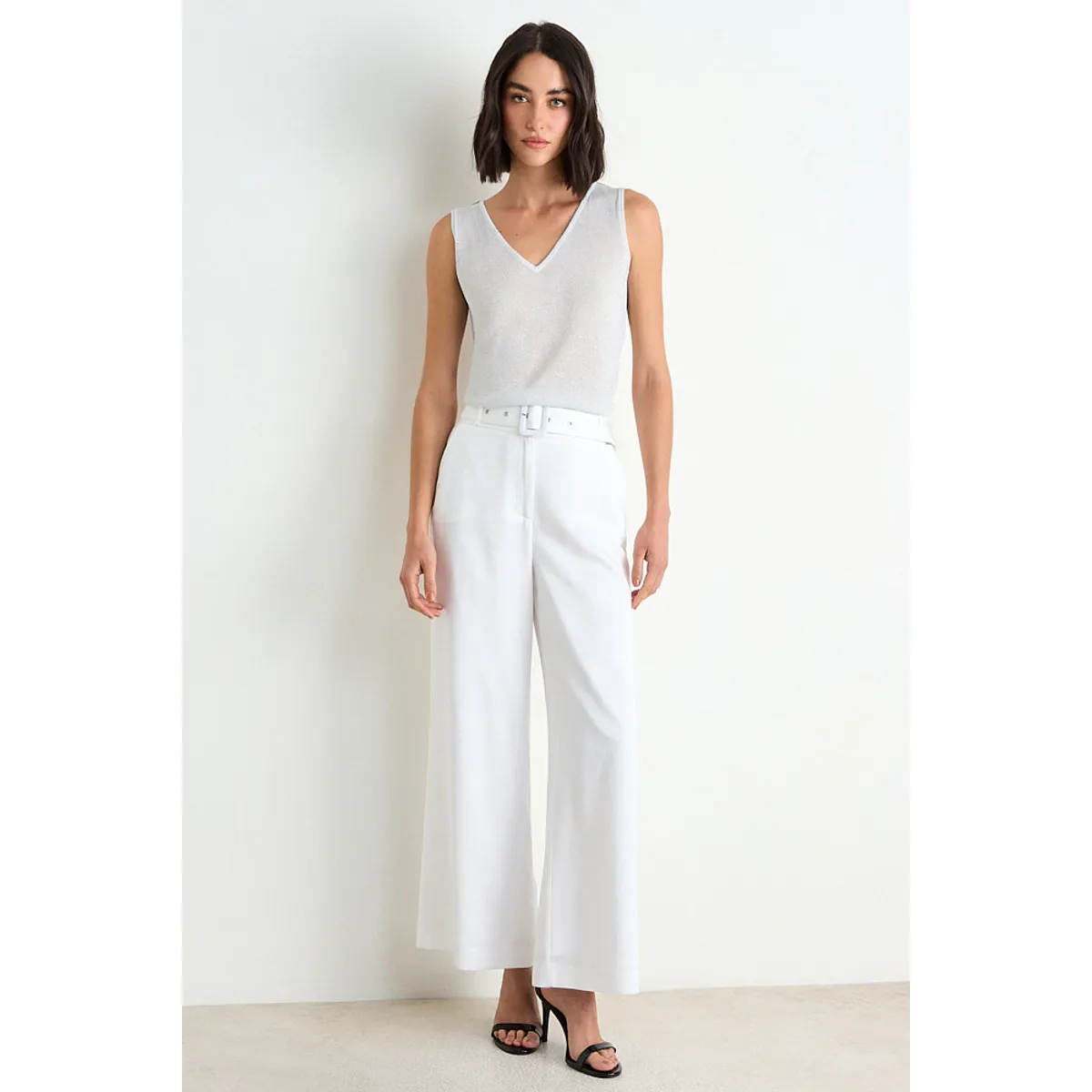 ASH - Pantalon Liso Palazzo Forrado Mujer Crudo Ash