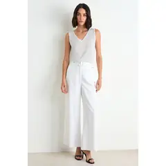 ASH - Pantalon Liso Palazzo Forrado Mujer Crudo