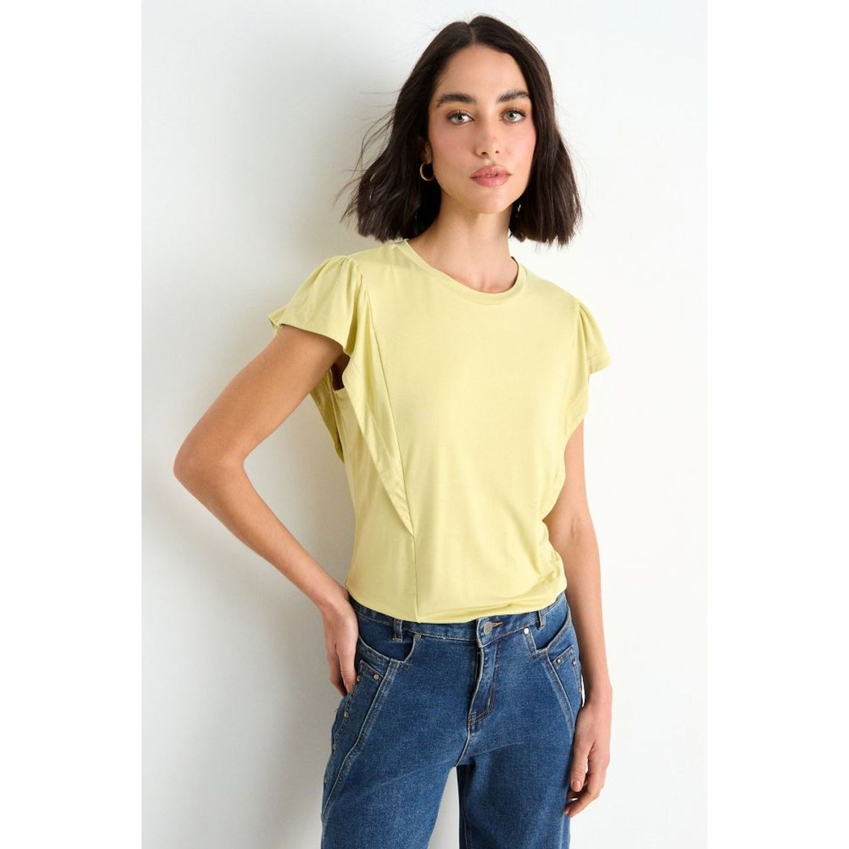 ASH - Polera Lisa Mujer Amarillo Ash
