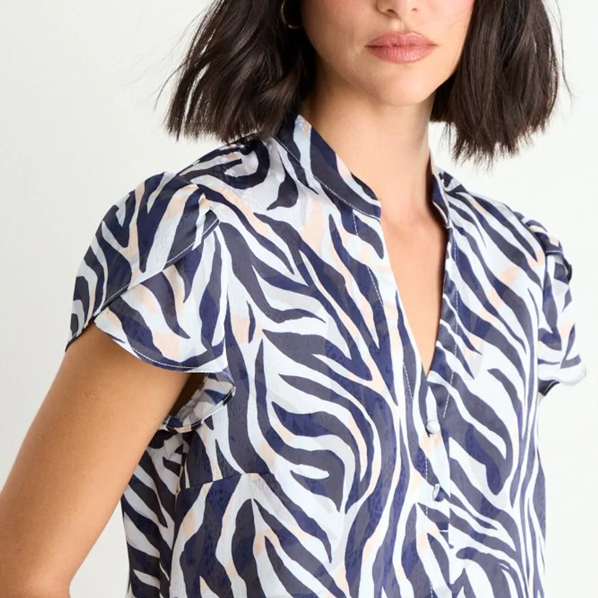 ASH - Blusa Fantasia Con Mangas Tulipan Mujer Azul Ash