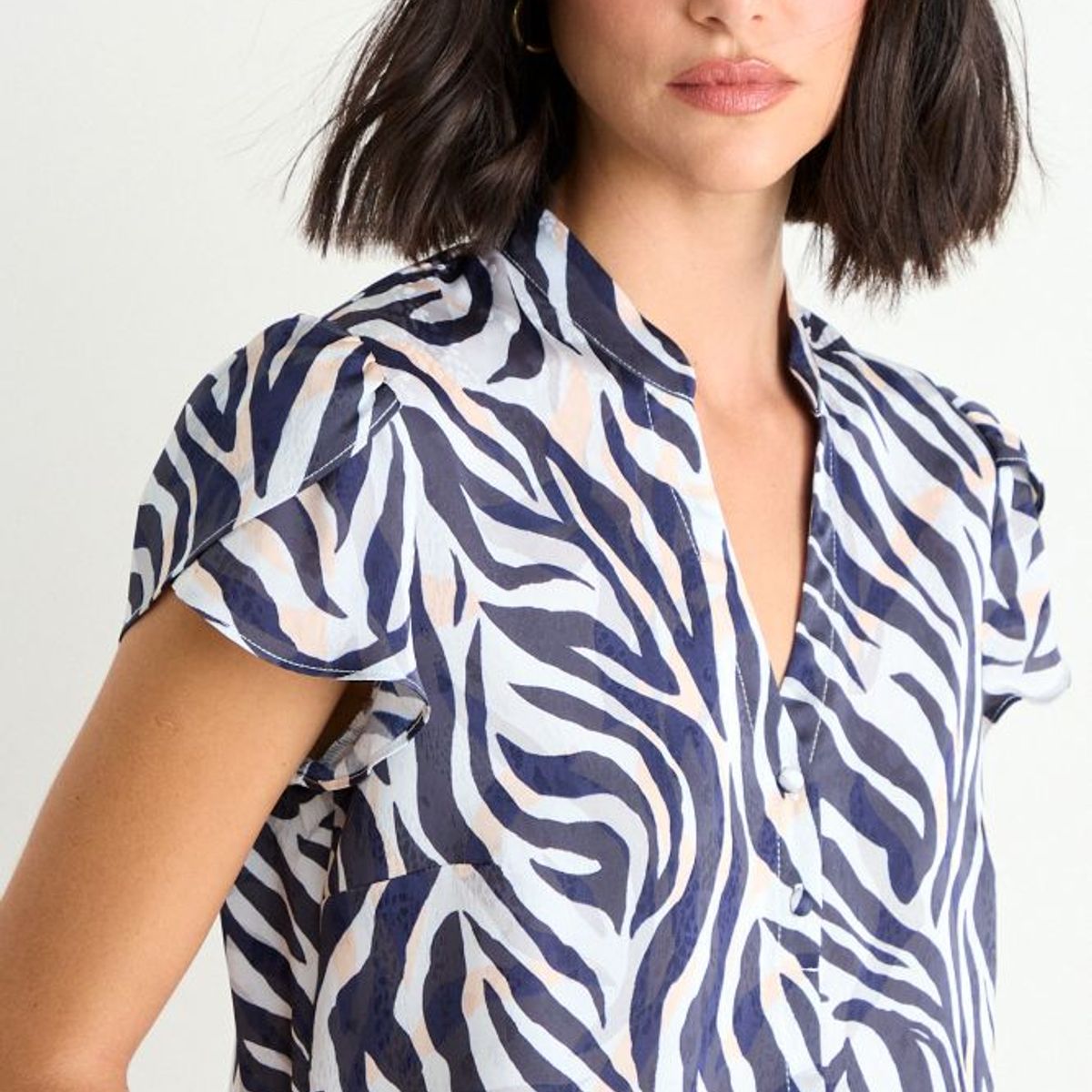 ASH - Blusa Fantasia Con Mangas Tulipan Mujer Azul Ash