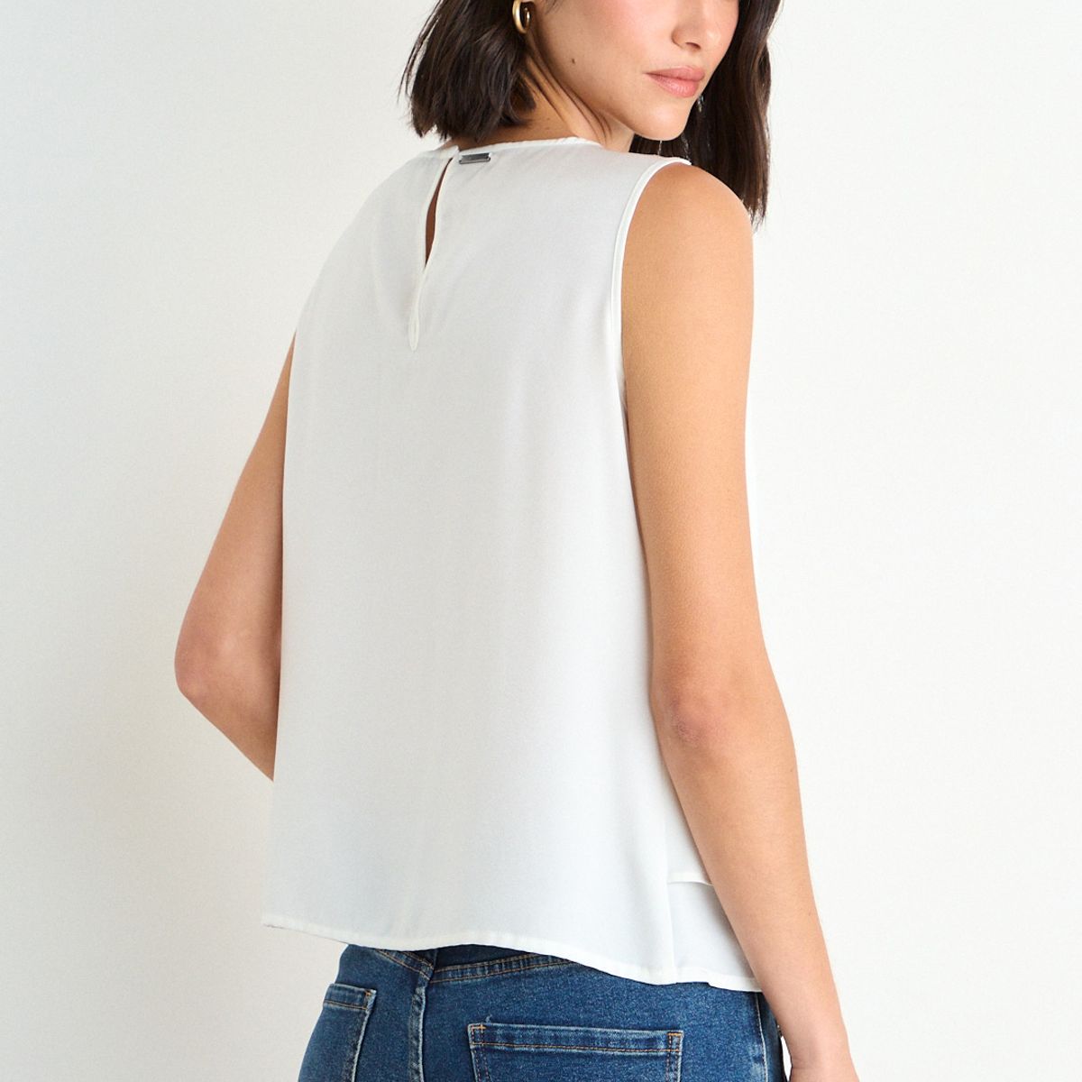 ASH - Blusa Lisa Sin Mangas Mujer Crudo Ash
