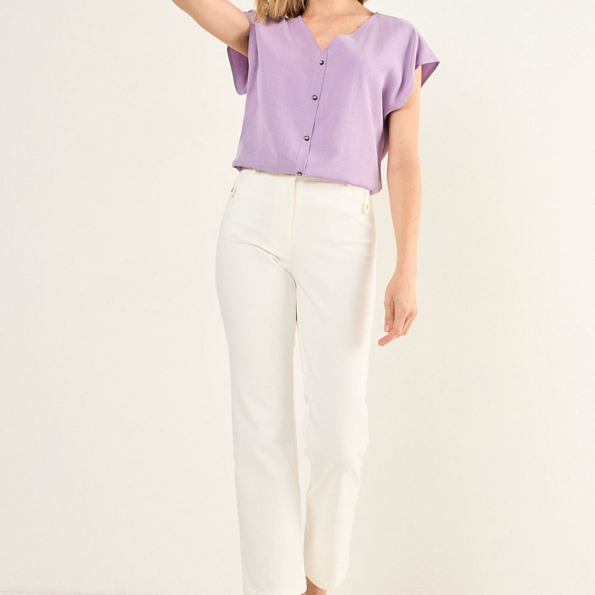 MA GRIFFE - Pantalon Recto Mujer Crudo Magriffe