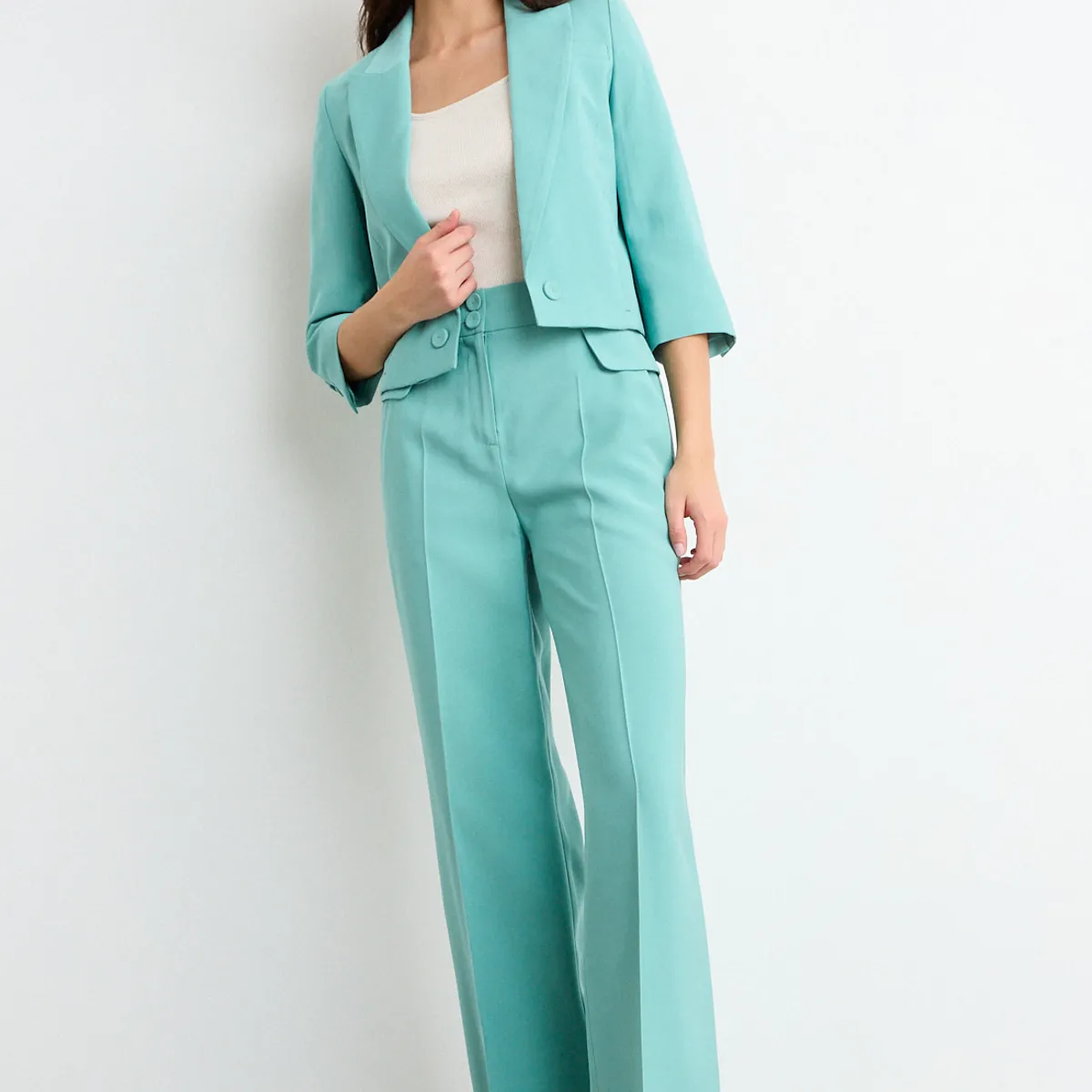 IO - Pantalon Liso Mujer Verde Io