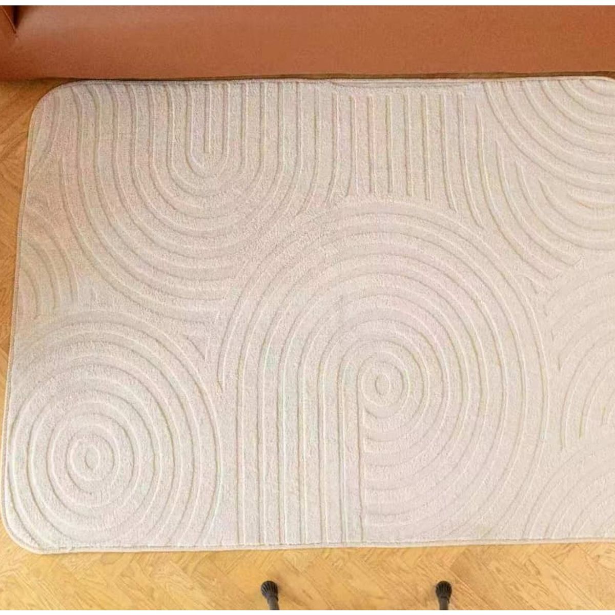 GENERICO - ALFOMBRA JACQUARD 150X200 BEIGE RELIVE MODELO HARVER MODERNA ELAGANTE DECORATIVA MP