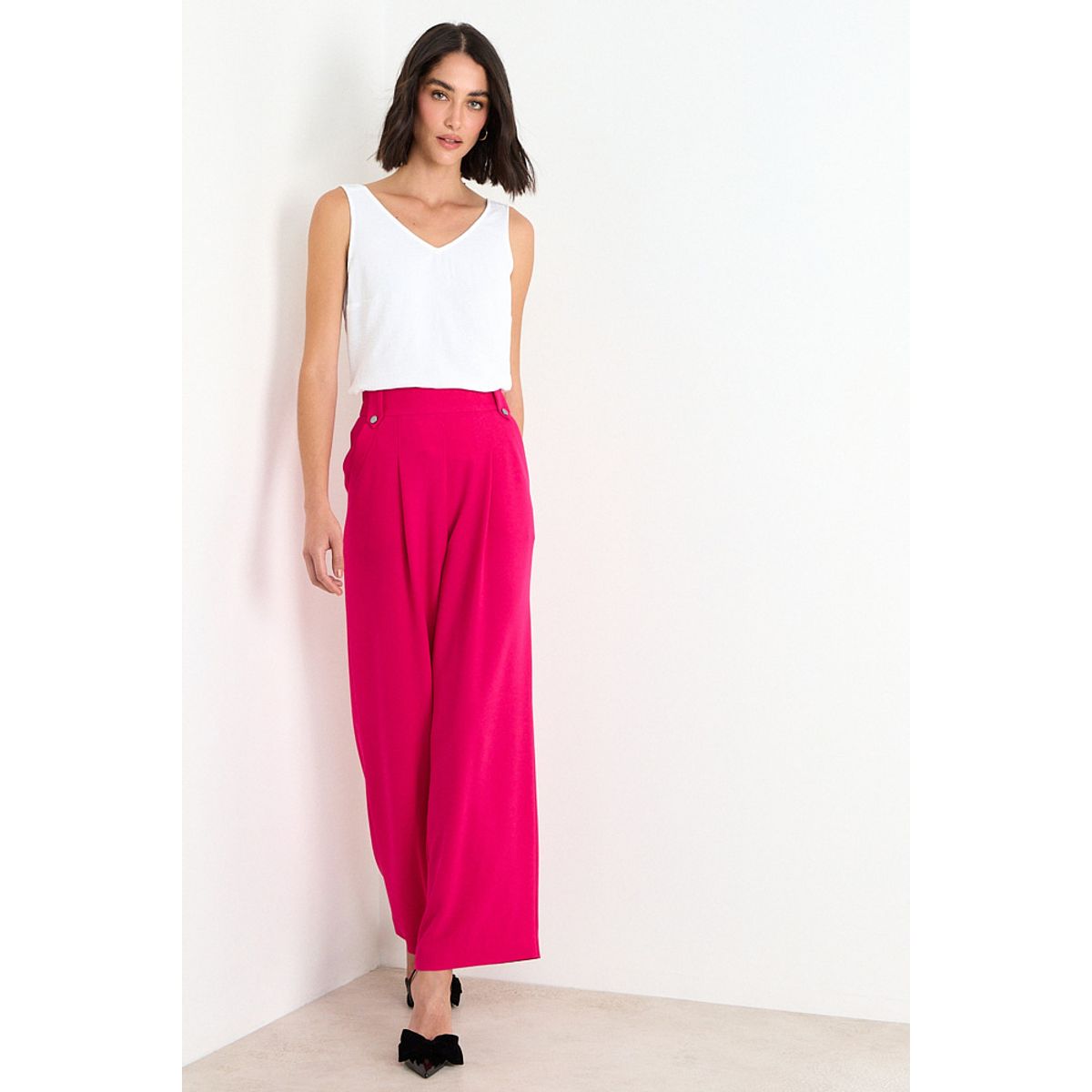 ASH - Pantalon Liso Palazzo Mujer Fucsia Ash