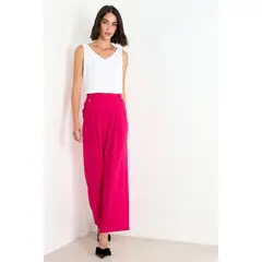 ASH - Pantalon Liso Palazzo Mujer Fucsia