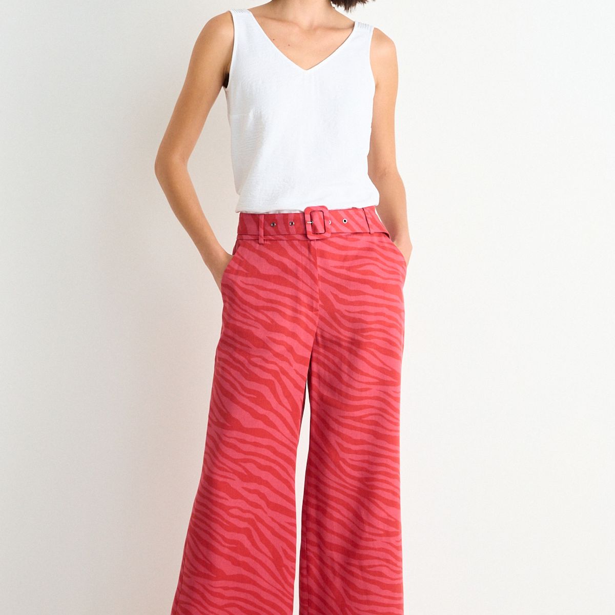 ASH - Pantalon Palazzo Fantasia Mujer Rojo Ash