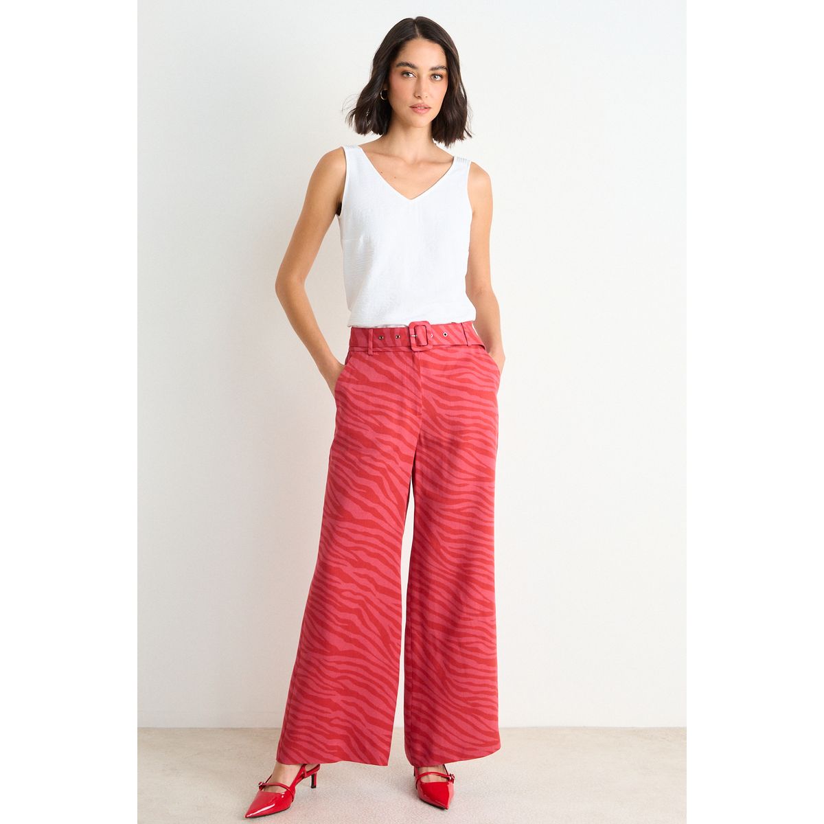 ASH - Pantalon Palazzo Fantasia Mujer Rojo Ash