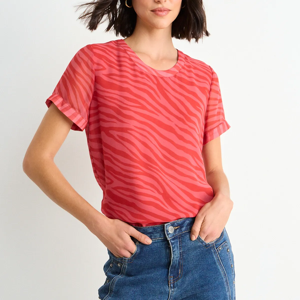 ASH - Blusa Fantasia Manga Corta Mujer Rojo Ash