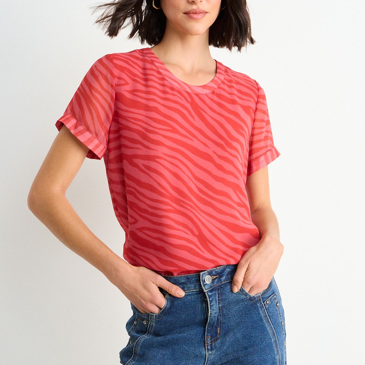 ASH - Blusa Fantasia Manga Corta Mujer Rojo Ash