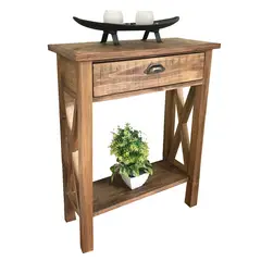 GENERICO - Arrimo X de Madera Natural Nogal Mesa de Entrada Hecha a Mano