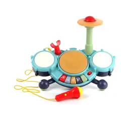GENERICO - Bateria Musical Interactiva Jazz Drum con micrófono Bebe AZUL