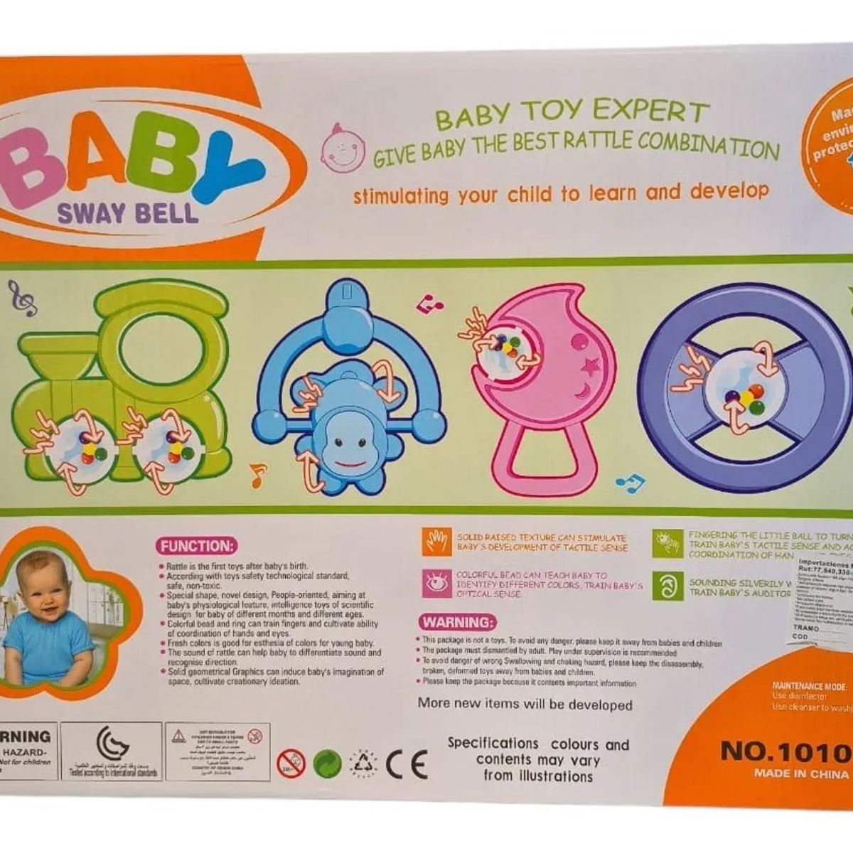 GENERICO - Sonajero Cascabel Sway Bell Para Bebes - 10 Pcs