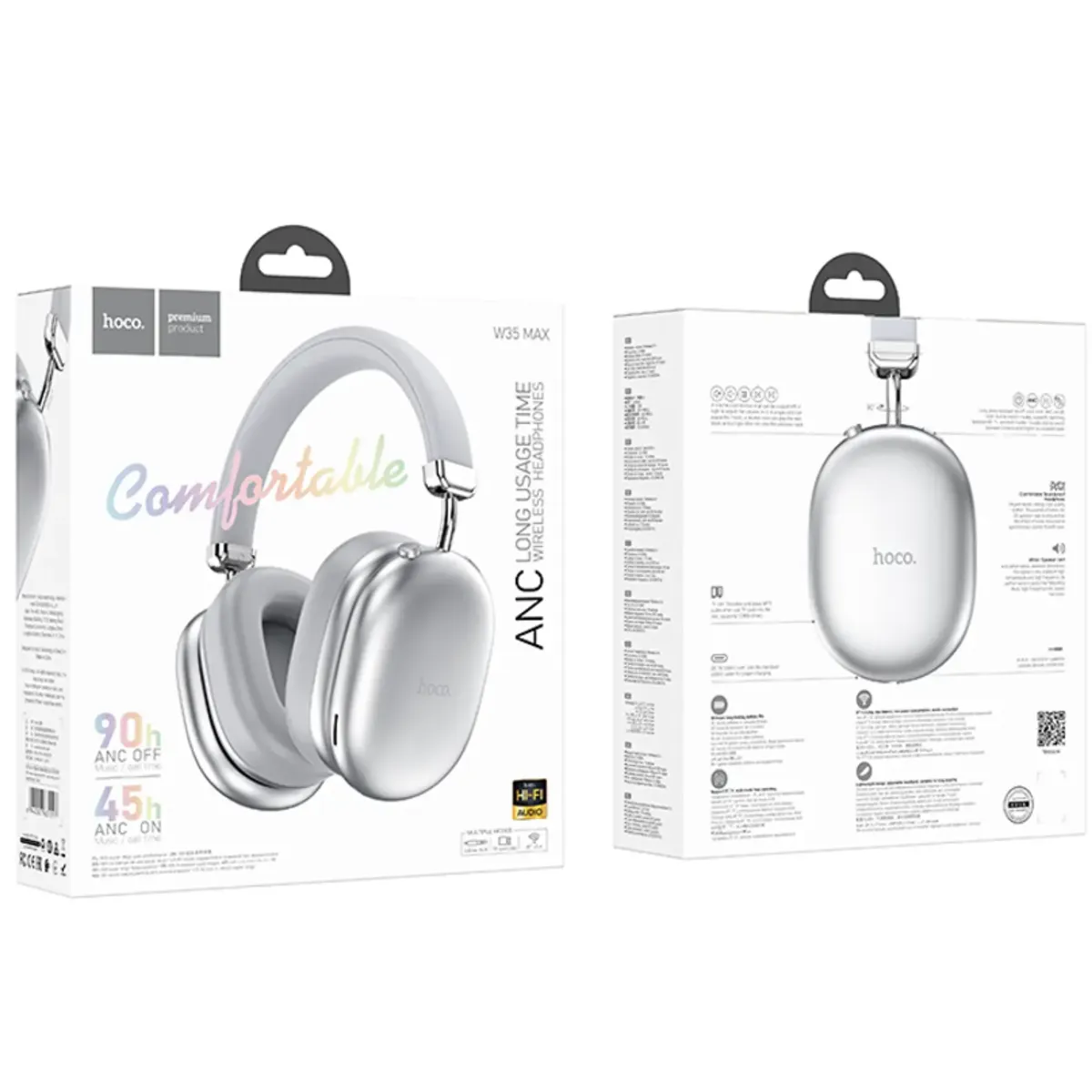 HOCO - Audifonos Con Cancelacion de Ruido Diadema Bluetooth Hoco W35 Max  Plateado