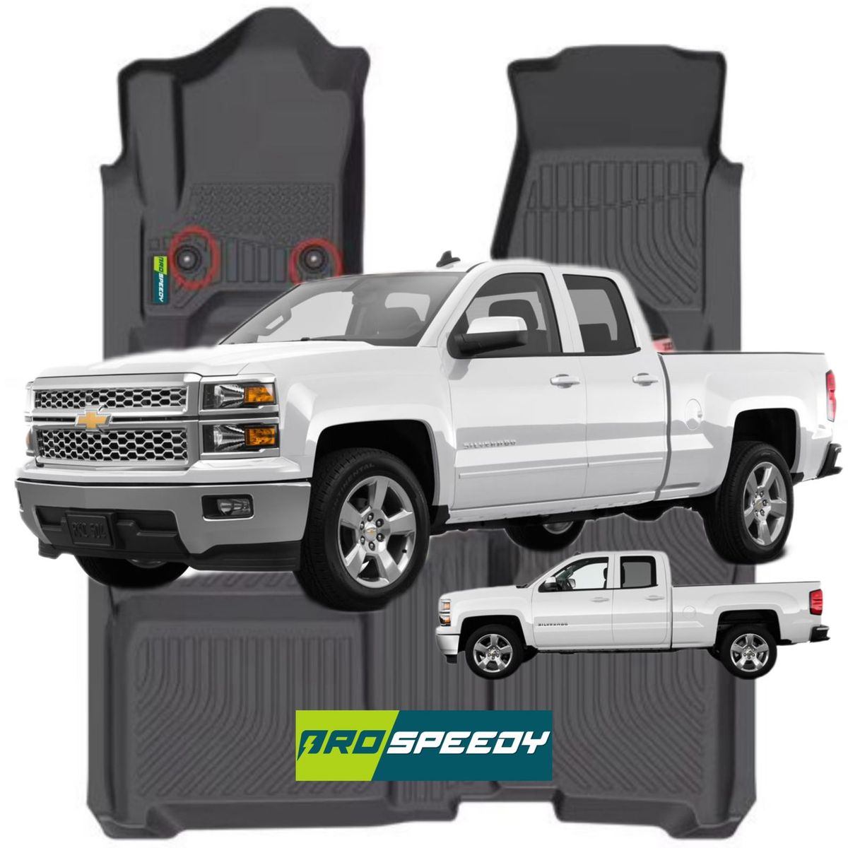 GENERICO - PISOS CALCE PERFECTO PROSPEEDY CHEVROLET SILVERADO CABINA Y MEDIA 2014 al 2018-2019 3PIEZAS