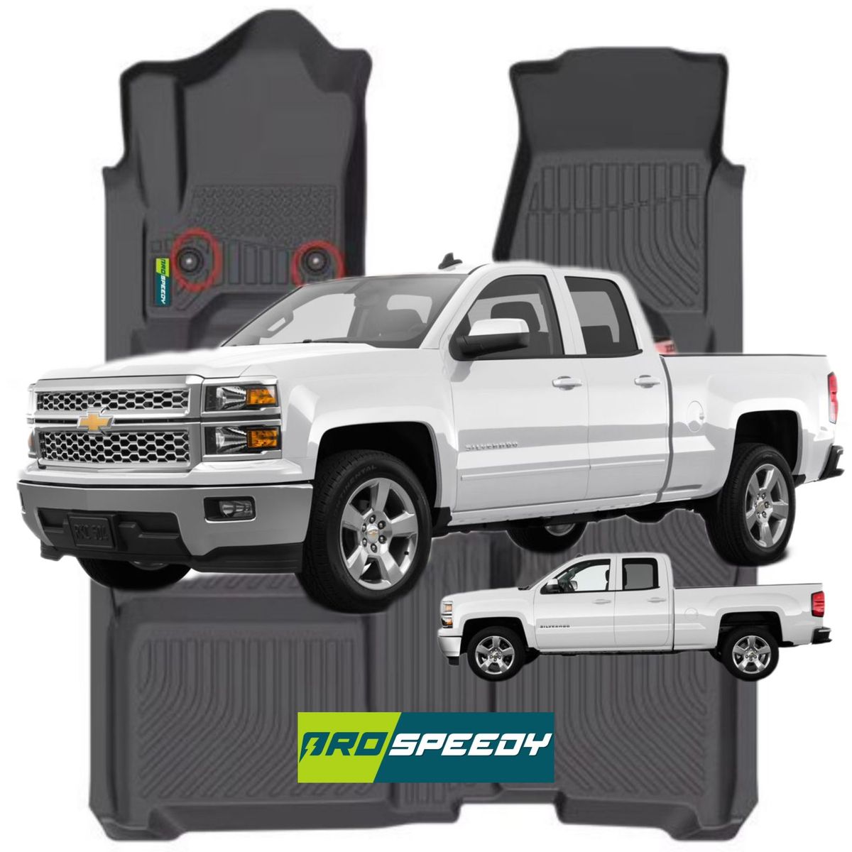 GENERICO - PISOS CALCE PERFECTO PROSPEEDY CHEVROLET SILVERADO CABINA Y MEDIA 2014 al 2018-2019 3PIEZAS