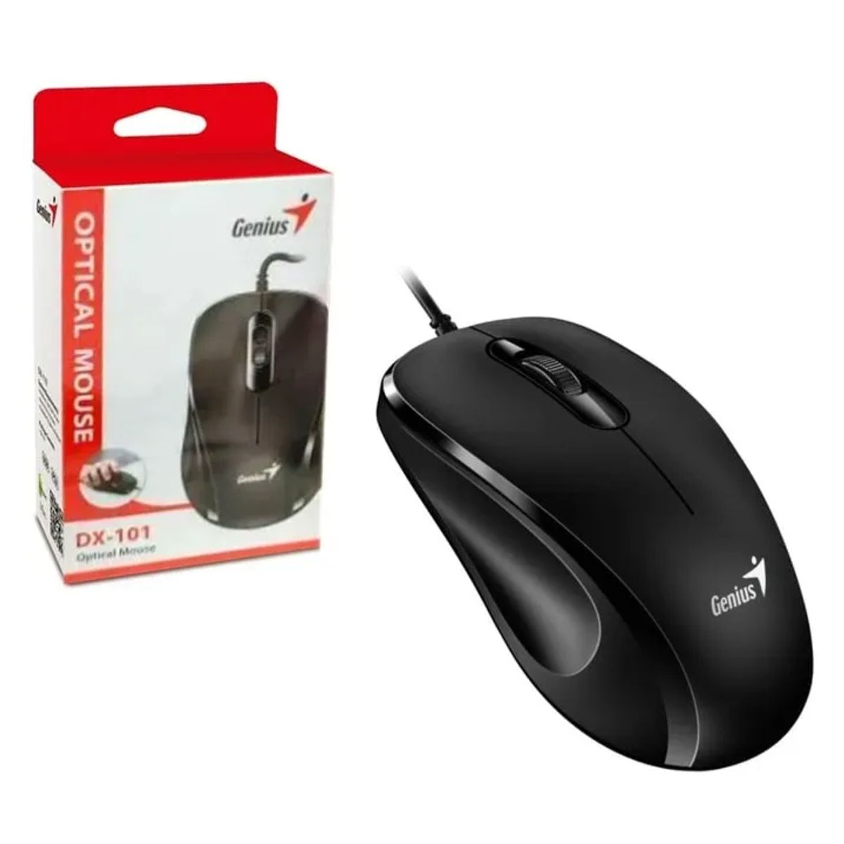 GENIUS - Mouse Genius Dx 101 Óptico Usb Negro Con Cable Negro