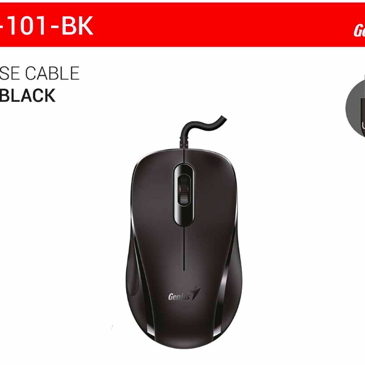 GENIUS - Mouse Genius Dx 101 Óptico Usb Negro Con Cable Negro