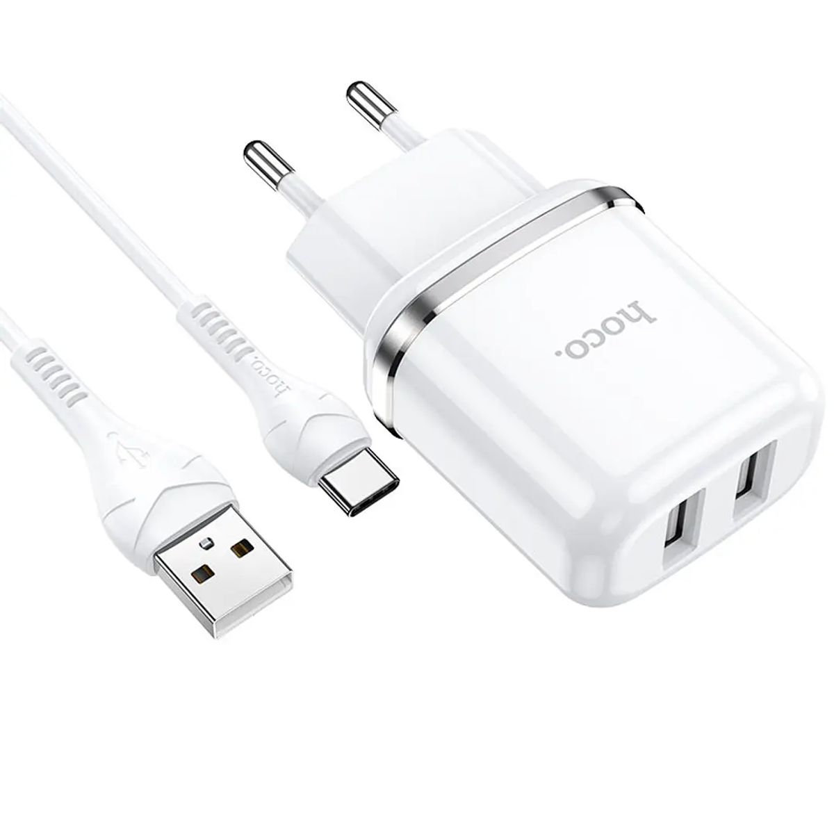 HOCO - Cargador con cable HOCO N4 Doble Puerto TYPO-C EU BLANCO