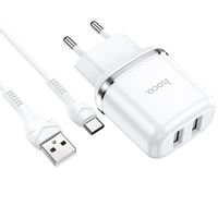 Cargador con cable N4 Doble Puerto TYPO-C EU BLANCO