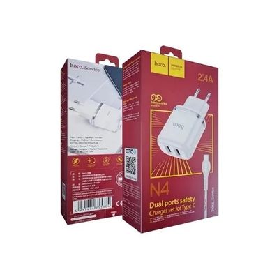 Imagen 2 del producto Cargador con cable N4 Doble Puerto TYPO-C EU BLANCO