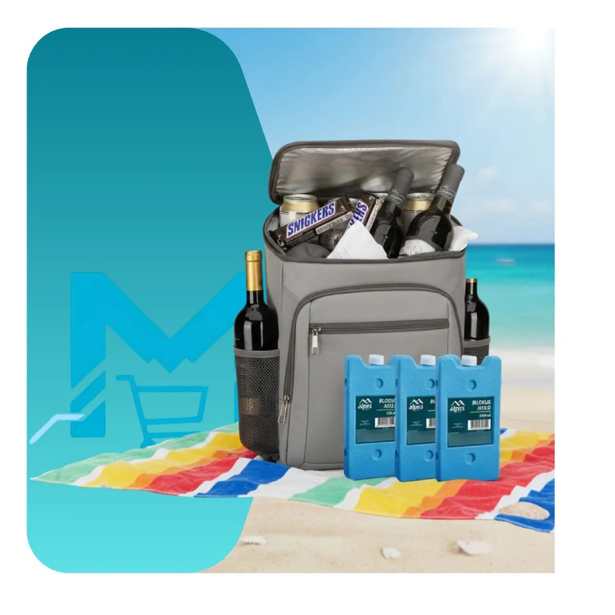 ALPES - Mochila Termica 23 Litros + 3 Hielos De Gel 190 Ml Cooler.