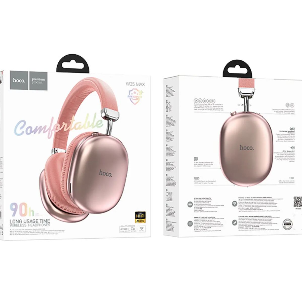 HOCO - Audífonos Bluetooth Hoco W35 Max Sonido Potente 90H De Uso Batería Rosado