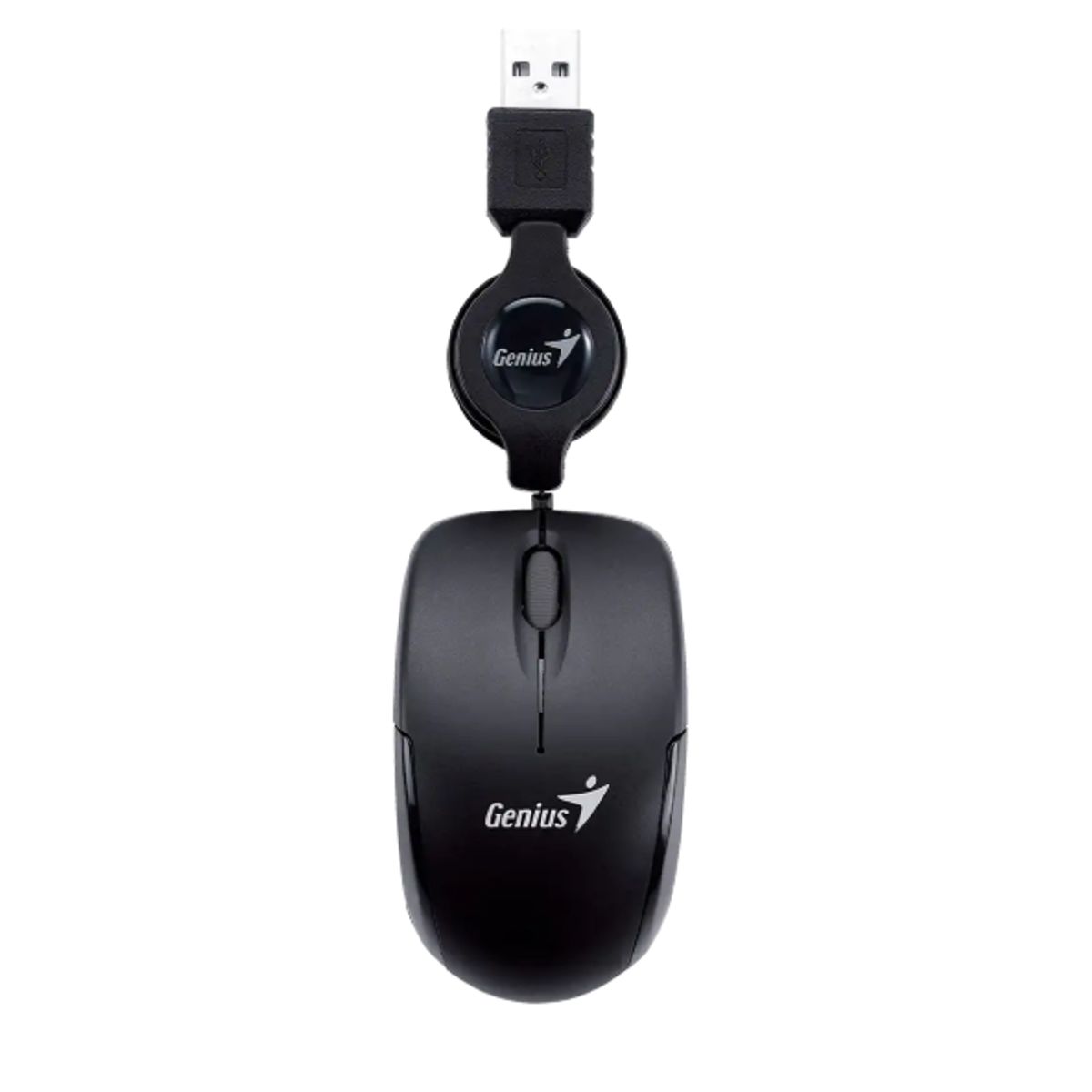 GENIUS - Mouse Mini Genius Micro Traveler V2 Negro USB Retráctil para Windows y Mac