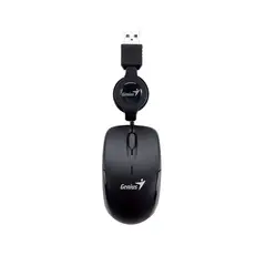 GENIUS - Mouse Mini Micro Traveler V2 Negro USB Retráctil para Windows y Mac